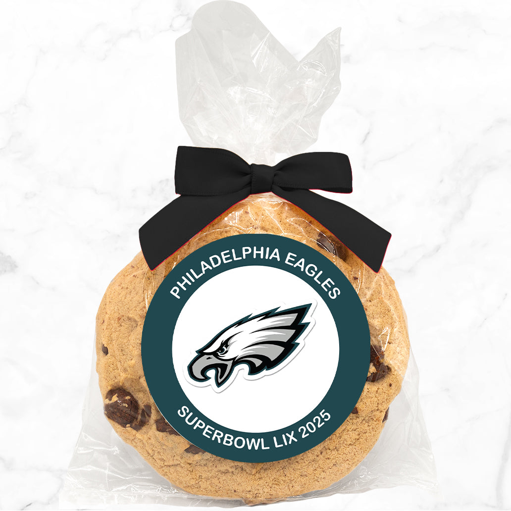 Eagles Football & Message - Gourmet Chocolate Chip Or Variety Pack W/ Full Color Personalized Sticker