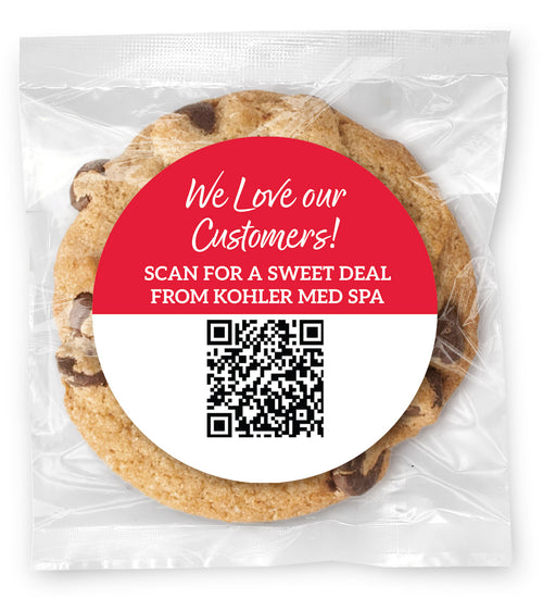 Scan for Message + QR CODE- Gourmet Chocolate Chip Or Variety Pack W/ Full Color Personalized Sticker