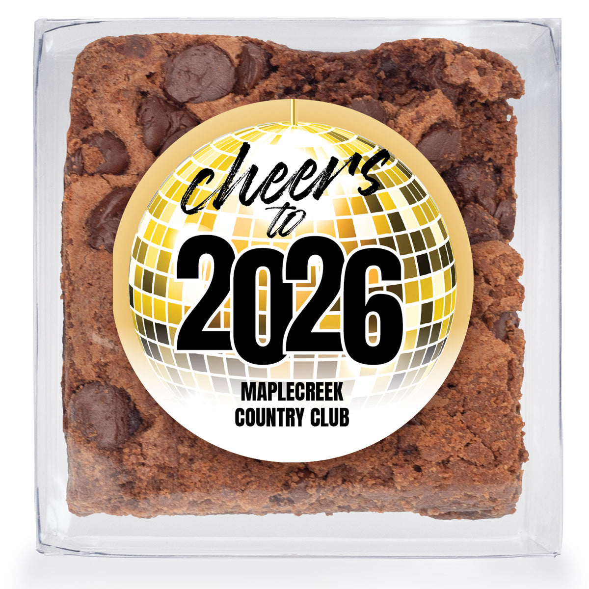 NYE Cheers Disco Ball - Chocolate Chip Fudge Brownies W/Full Color Per ...