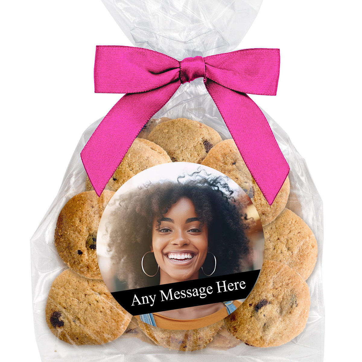 Photo Message Mini Cookie Gift Bag and Bow | Bite-Sized Chocolate Chip ...