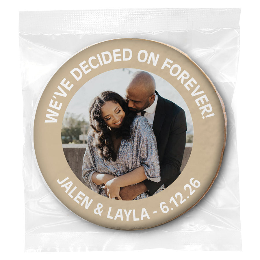 Engagement Design Your Own - Photo Upload, Message & Color - Personalized Direct Print On Round Sugar Cookie