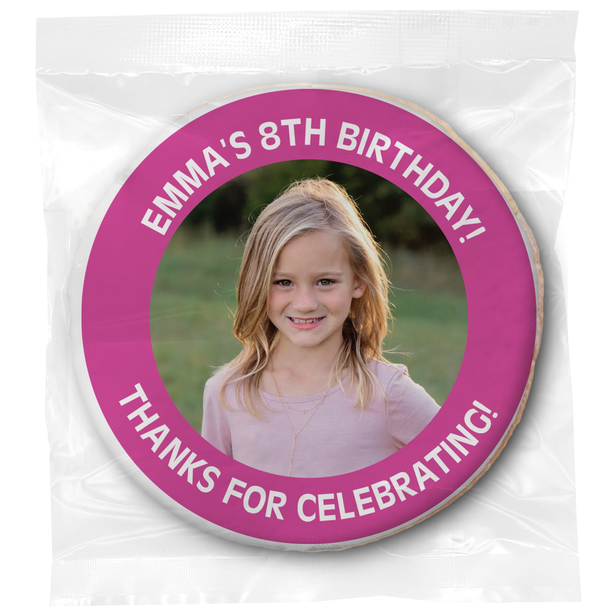 Kid's Birthday Design Your Own - Photo Upload, Message & Color - Personalized Direct Print On Round Sugar Cookie