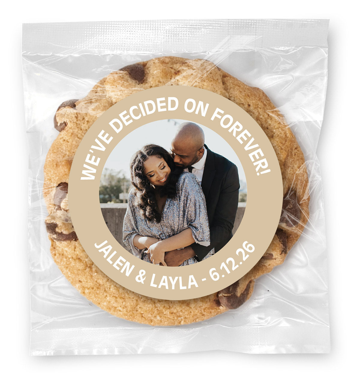 Engagement Design Your Own - Photo Upload, Message & Color - Gourmet Chocolate Chip Or Variety Pack W/ Full Color Personalized Sticker