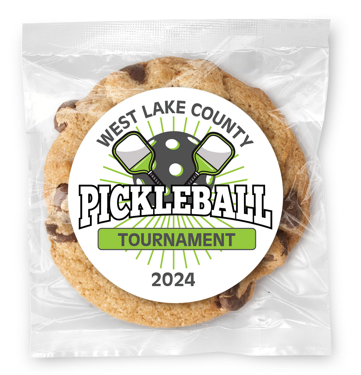 Pickleball Tournament - Gourmet Chocolate Chip Or Variety Pack W/ Full Color Personalized Sticker