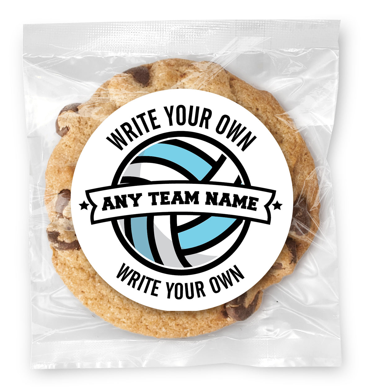 Write Your Own Volleyball Team & Message - Gourmet Chocolate Chip Or Variety Pack W/ Full Color Personalized Sticker