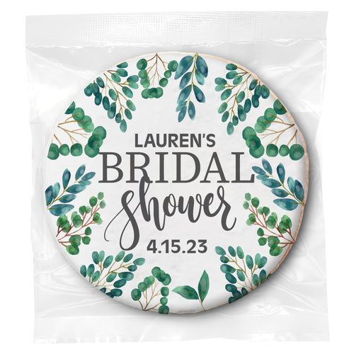 Bridal Shower Greenery - Personalized Direct Print On Round Sugar Cookie