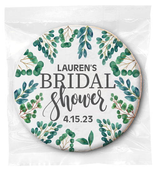 Bridal Shower Greenery - Personalized Direct Print On Round Sugar Cookie