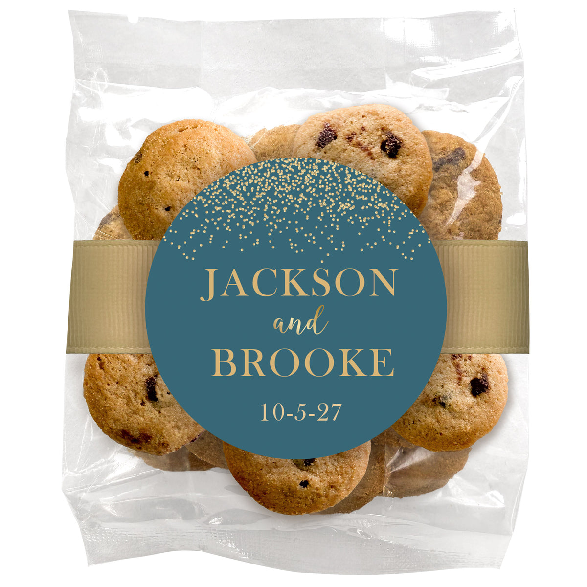 Wedding Golden Names & Confetti Mini Chocolate Chip Cookies | Custom ...
