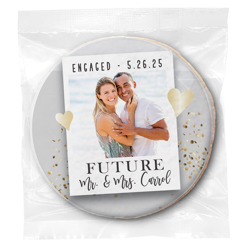 Engaged Polaroid Announcement - Personalized Direct Print On Round Sugar Cookie