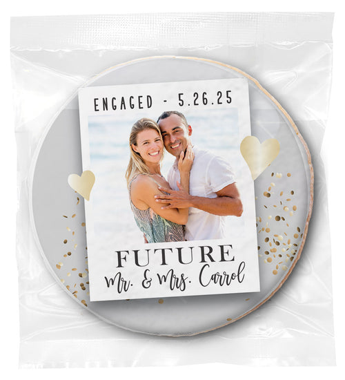 Engaged Polaroid Announcement - Personalized Direct Print On Round Sugar Cookie