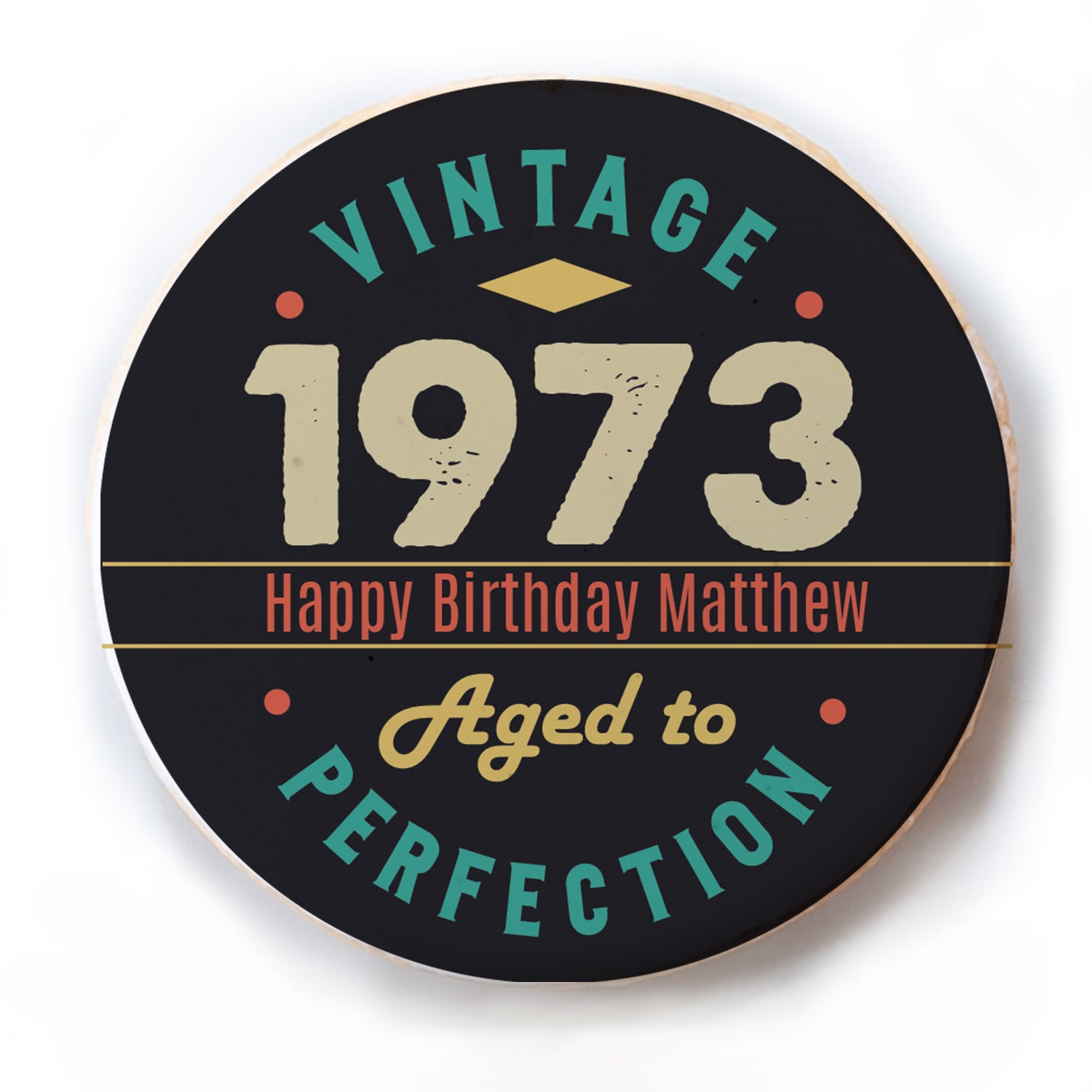 Vintage Aged To Perfection - 50th Birthday - Personalized Direct Print On Round Sugar Cookie